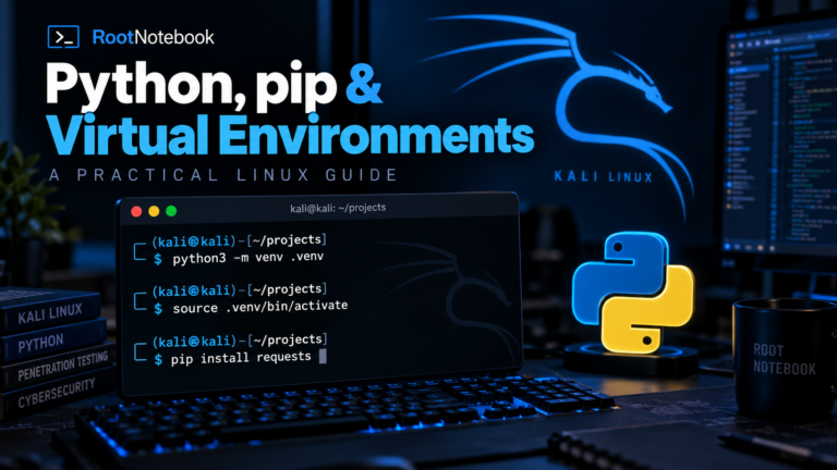 Python virtual environments tutorial showing Linux terminal commands for installing Python packages with pip and creating isolated environments using venv.