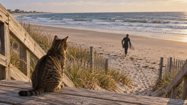 Mags followed me to the beach in Ocean City, New Jersey
